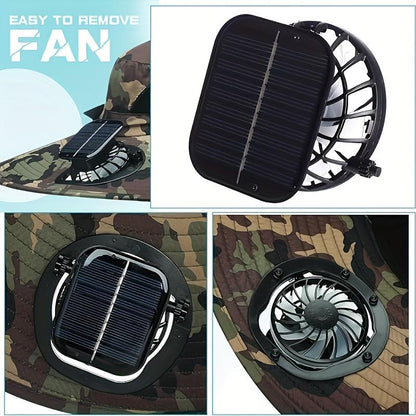 Solar-Powered Waterproof Sun Hat – UPF 50+ UV Protection, Wide Brim, Dual Power Supply (Solar/USB)