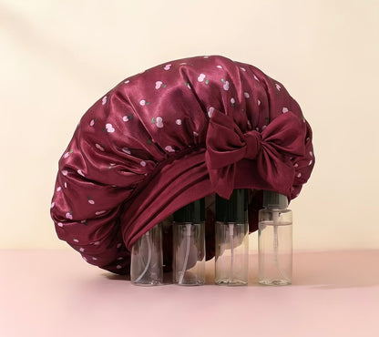Cherry Print Satin Bonnet – Anti-Frizz Hair Protection – Extends Blowouts