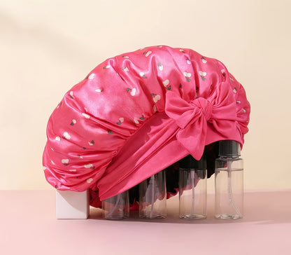 Cherry Print Satin Bonnet – Anti-Frizz Hair Protection – Extends Blowouts