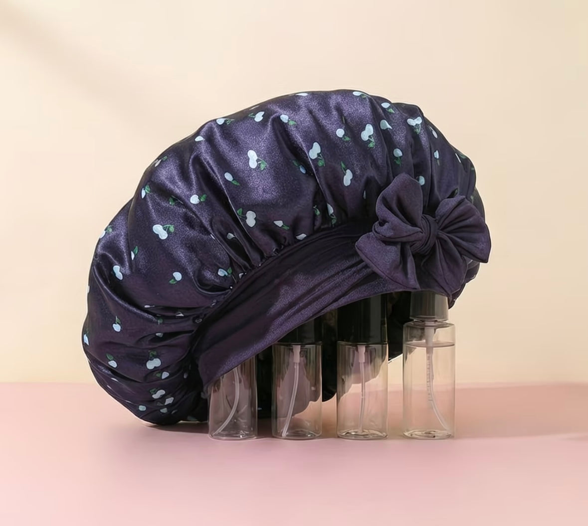 Cherry Print Satin Bonnet – Anti-Frizz Hair Protection – Extends Blowouts