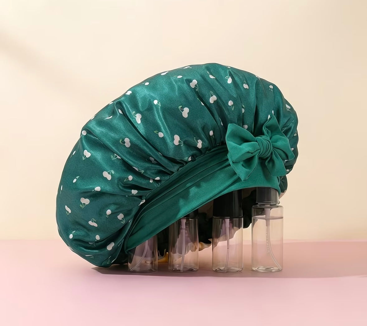 Cherry Print Satin Bonnet – Anti-Frizz Hair Protection – Extends Blowouts